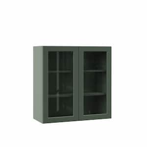 Designer Series Melvern 30 in. W x 12 in. D x 30 in. H Assembled Shaker Wall Kitchen Cabinet in Forest with Glass Door
