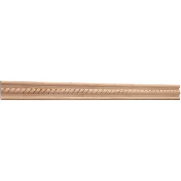 311 7/32 in. x 1 in. x 96 in. White Hardwood Embossed Rope Detail Moulding