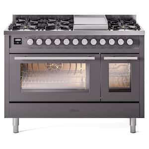 Professional Plus II 48 in. 8 Burner Plus Griddle Freestanding Double Oven Dual Fuel Range with Graphite Matte