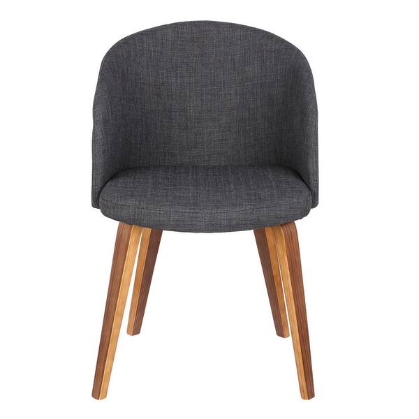 Charcoal Fabric And Walnut Wood Finish, Armen Living Panda Dining Chair In Grey Fabric And Walnut Wood Finish
