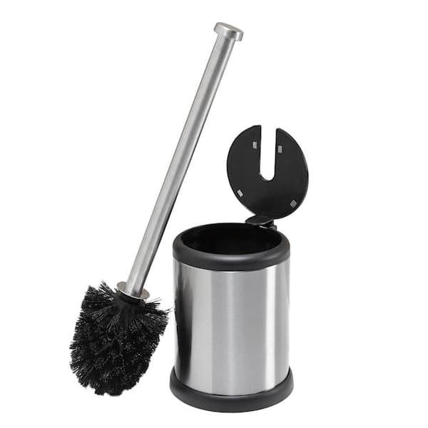 Bath Bliss Self Closing Lid Stainless Steel Toilet Brush and Holder