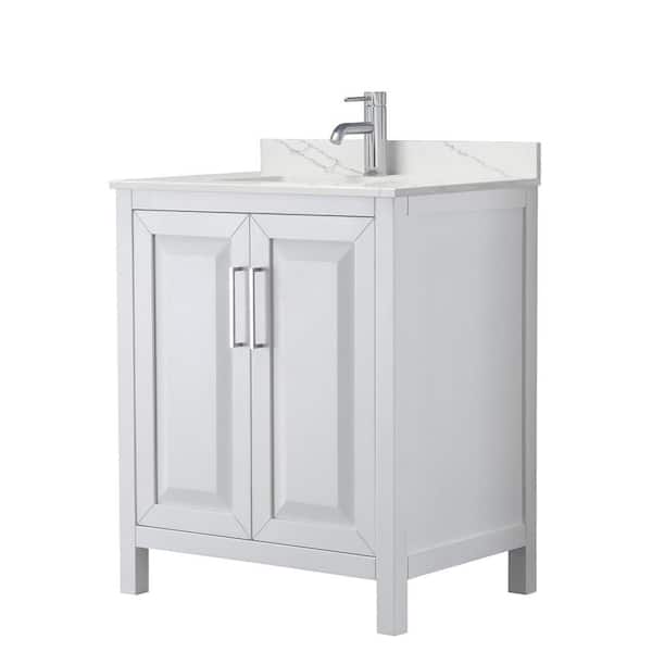 Wyndham Collection Daria 30 in. W. x 22 in. D x 35.75 in. H Single Bath Vanity in White with Giotto Quartz Top