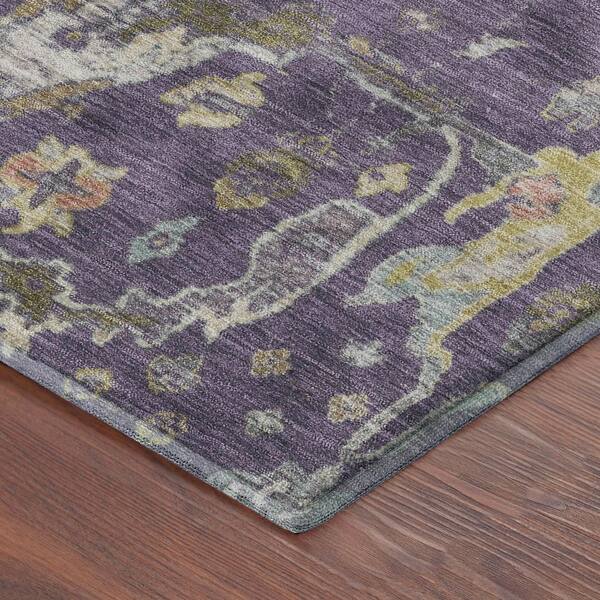 Mayfield Premium Machine Washable Abstract AMF2233 Eggplant 3 ft. x 4 ft. Area Rug