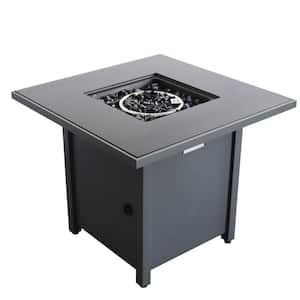 30 in. 40000 BTU Steel Outdoor Fire Pit Table with Lid and Wind Shield for Garden Backyard, Gray