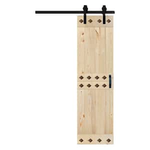 Mid-Century Style 24 in. x 84 in. Unfinished DIY Knotty Pine Wood Sliding Barn Door with Hardware Kit