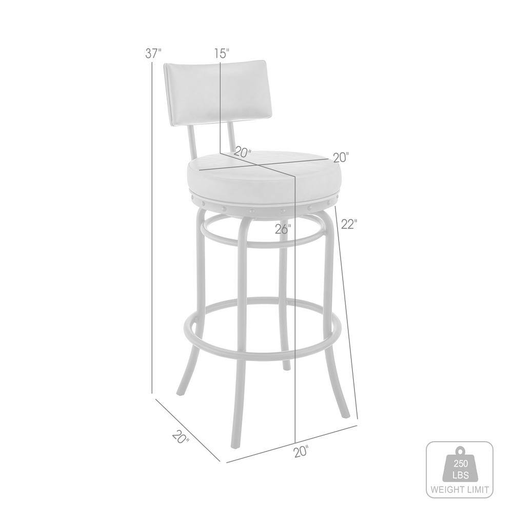 Mocha Brown Swivel Faux Leather Bar Stool with Metal Frame