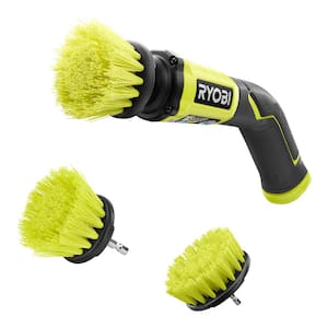 4V Cordless Compact Scrubber with Medium Bristle Brush Cleaning Accessory Kit (2-Piece)