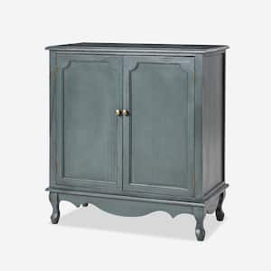 Elpenor Blue 34 in. H 2-Door Accent Cabinet with Sloid Wood Legs