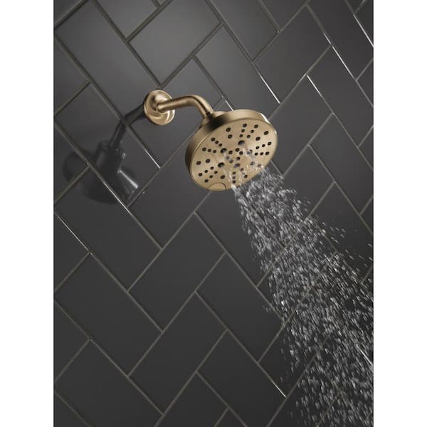 Pivotal Gold 5-Spray Patterns 1.75 GPM 6 in. Wall Mount Fixed Shower Head with H2Okinetic in Lumicoat Champagne Bronze
