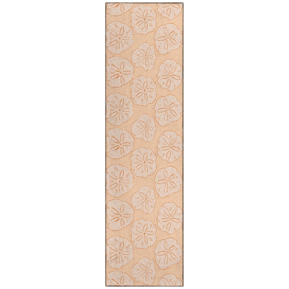 Surfside Orange 2 ft. 3 in. x 7 ft. 6 in. Geometric Indoor/Outdoor Area Rug