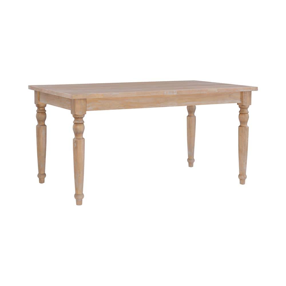 Jacques Natural Brown Wood 59 in. 4-Leg Dining Table Seats 4