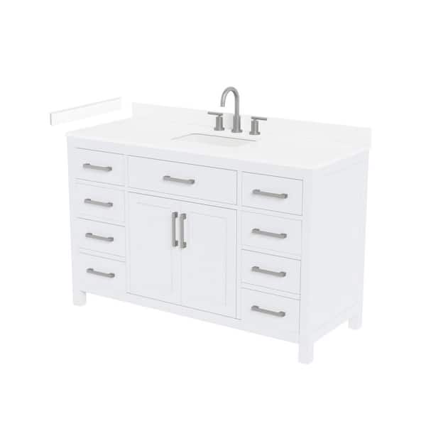 Beckett 54 in. Single Freestanding White Bath Vanity with White Cultured Marble Top