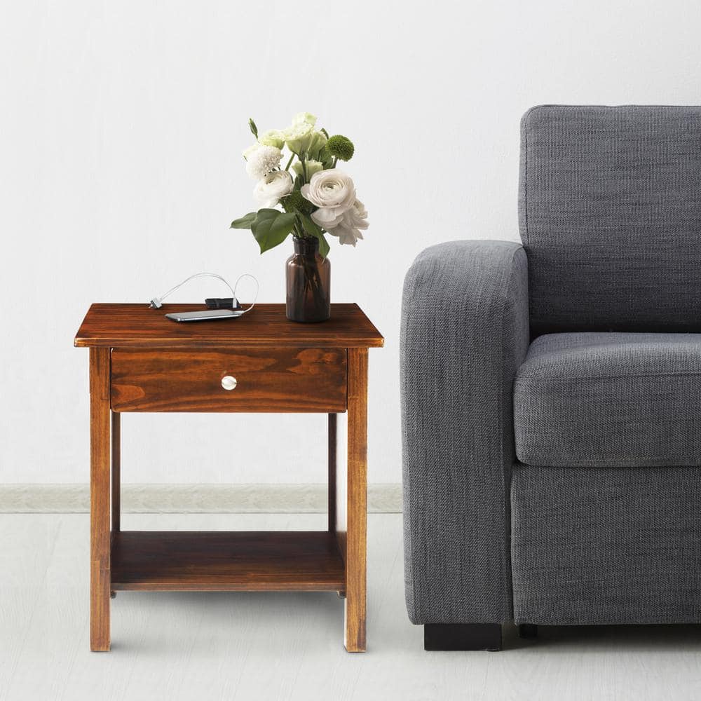 Warm Brown Vanderbilt Nightstand with Built-in USB Port