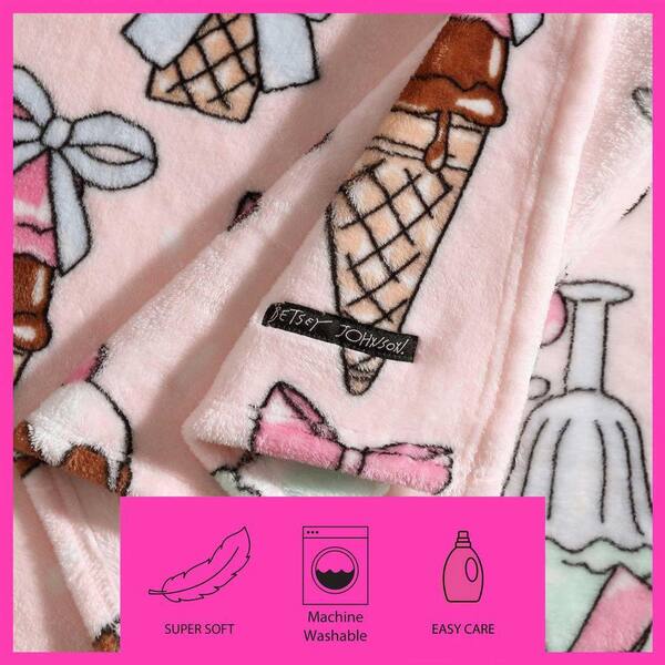 BETSEY JOHNSON Coquette Ice Cream 1-Piece Pink Plush Fleece 60 x