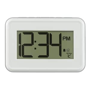 Digital White Wall Clock with Temperature and Countdown Timer