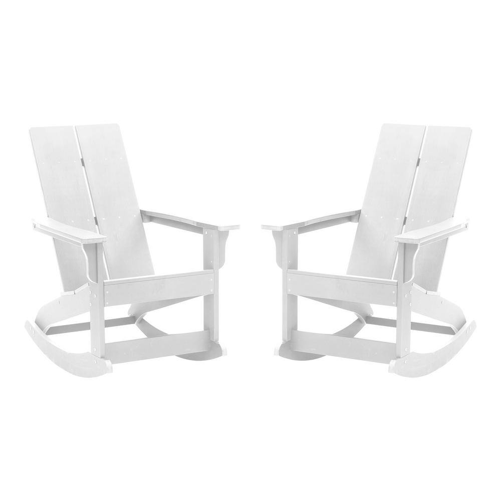 TAYLOR + LOGAN White Plastic Outdoor Rocking Chair in White Set of 2 RO