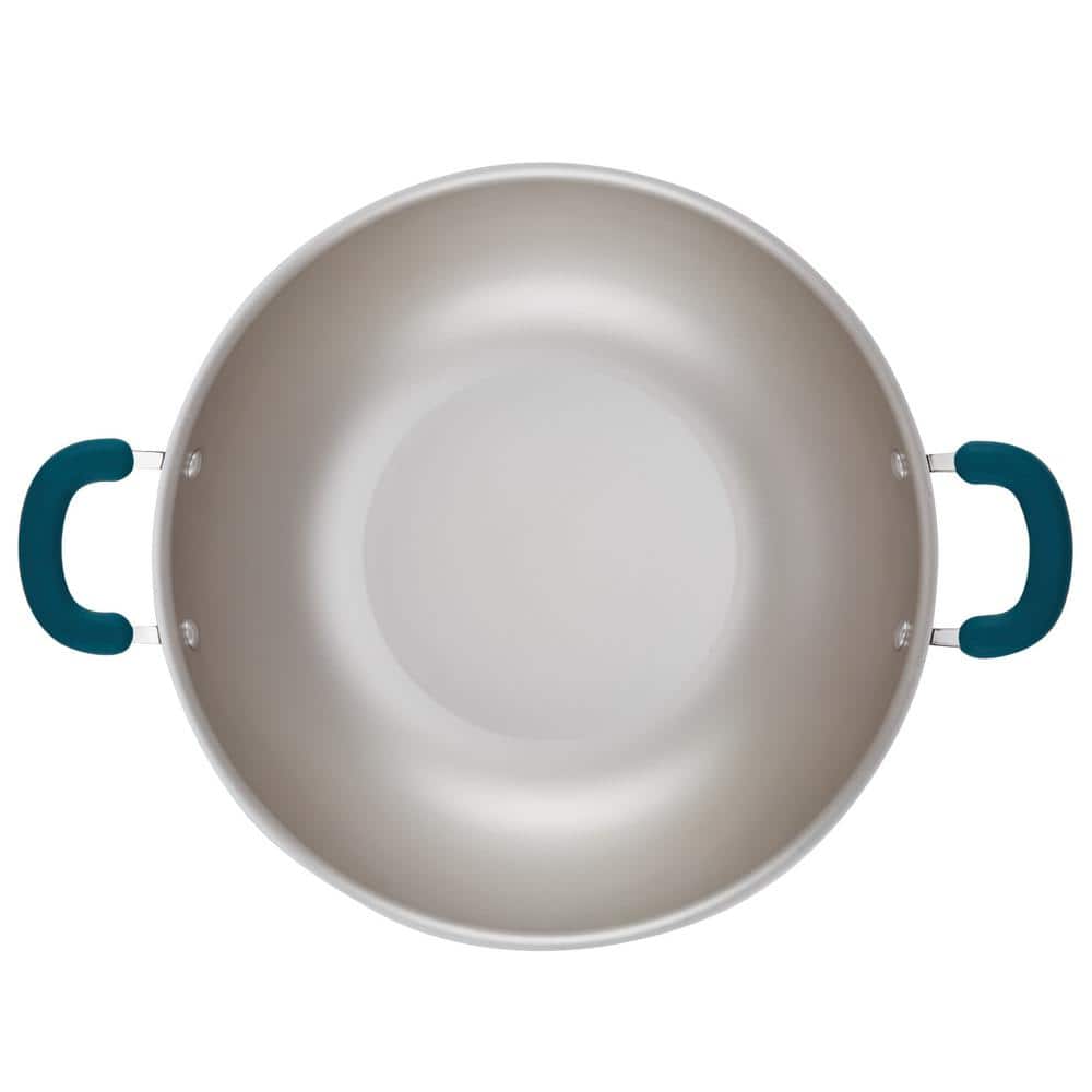 Teal Shimmer 14.25-Inch Aluminum Nonstick Wok with Silicone Handles