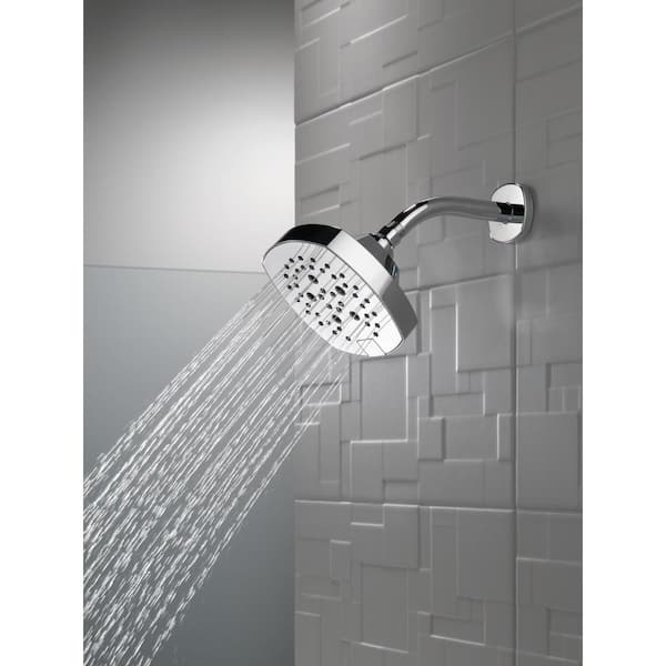 Stryke 5-Spray Patterns 1.75 GPM 6 in. Wall Mount Fixed Shower Head with H2Okinetic in Chrome