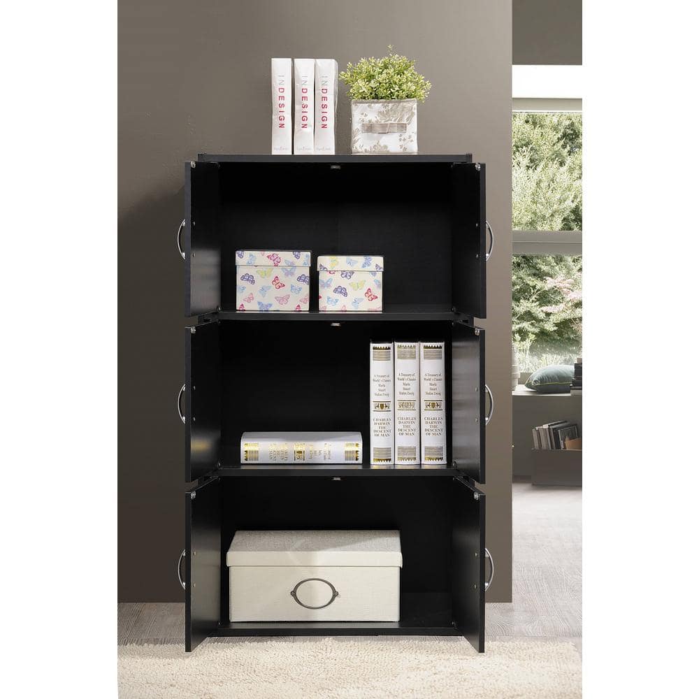 Kids' Playtime Black Wood 6-Door Storage Cabinet with Cubes