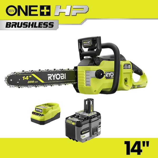 ONE+ HP 18V Brushless Cordless 14 in. Battery Chainsaw with 6.0 Ah Battery and Charger