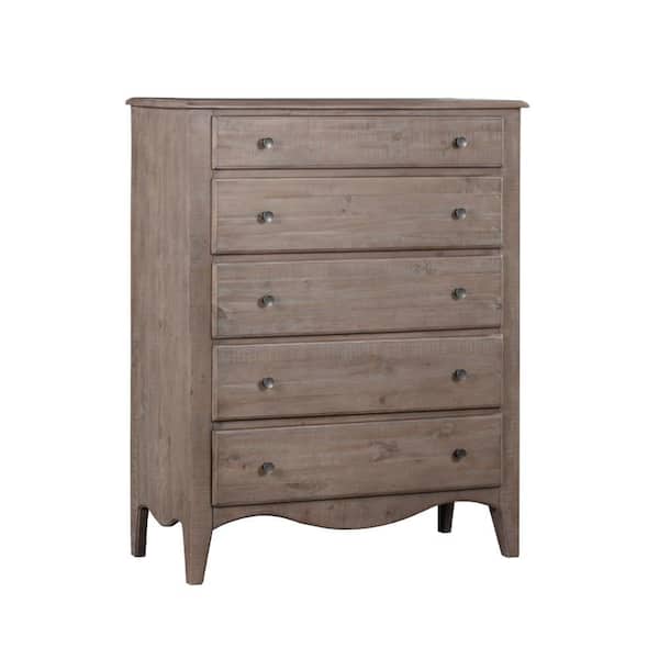 Benjara 42 in. Brown 5-Drawer Tall Dresser Chest Without Mirror