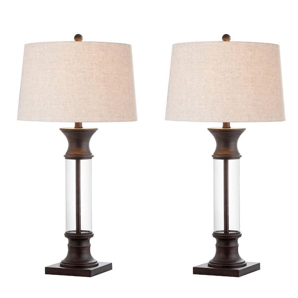 Hunter 32 in. Metal/Glass Table Lamp, Bronze (Set of 2)