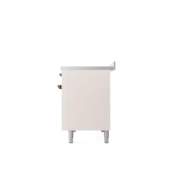 Nostalgie II 48 in. Induction Range with 6 Elements, Burnished Trim in Antique White