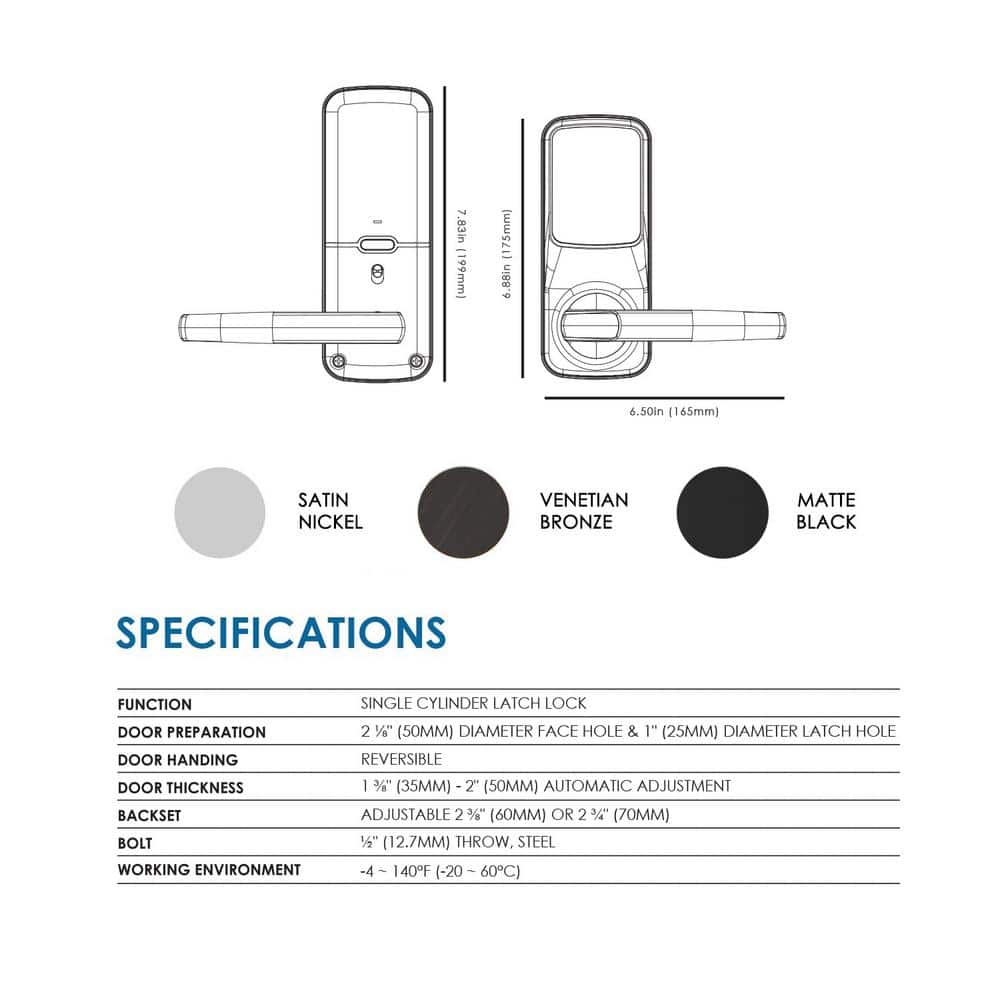 Satin Nickel Wi-Fi Smart Door Lock with Biometric Fingerprint