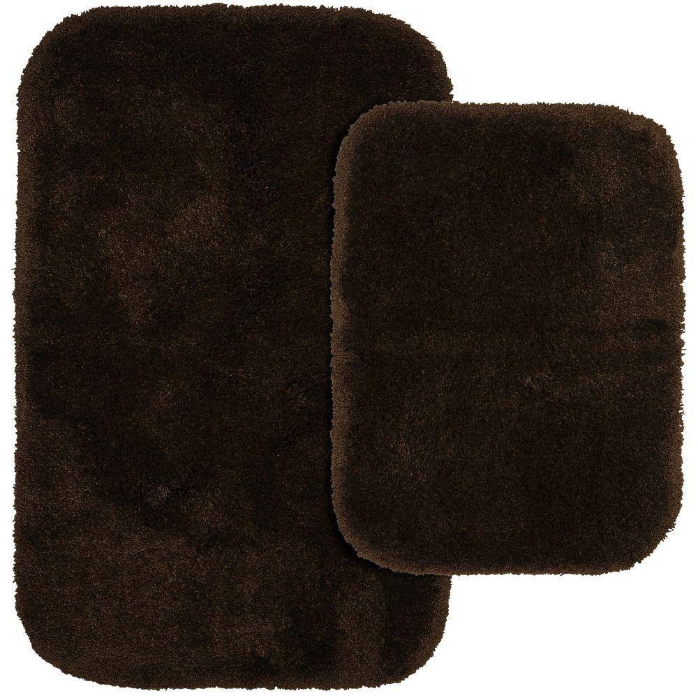 Finest Luxury Chocolate Ultra Plush Washable 2-Piece Bath Rug Set