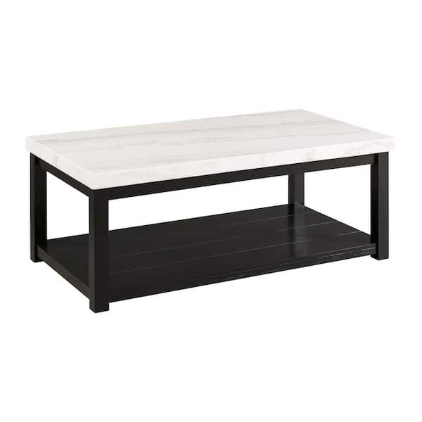 Evie 48 in. White Rectangle Marble Coffee Table