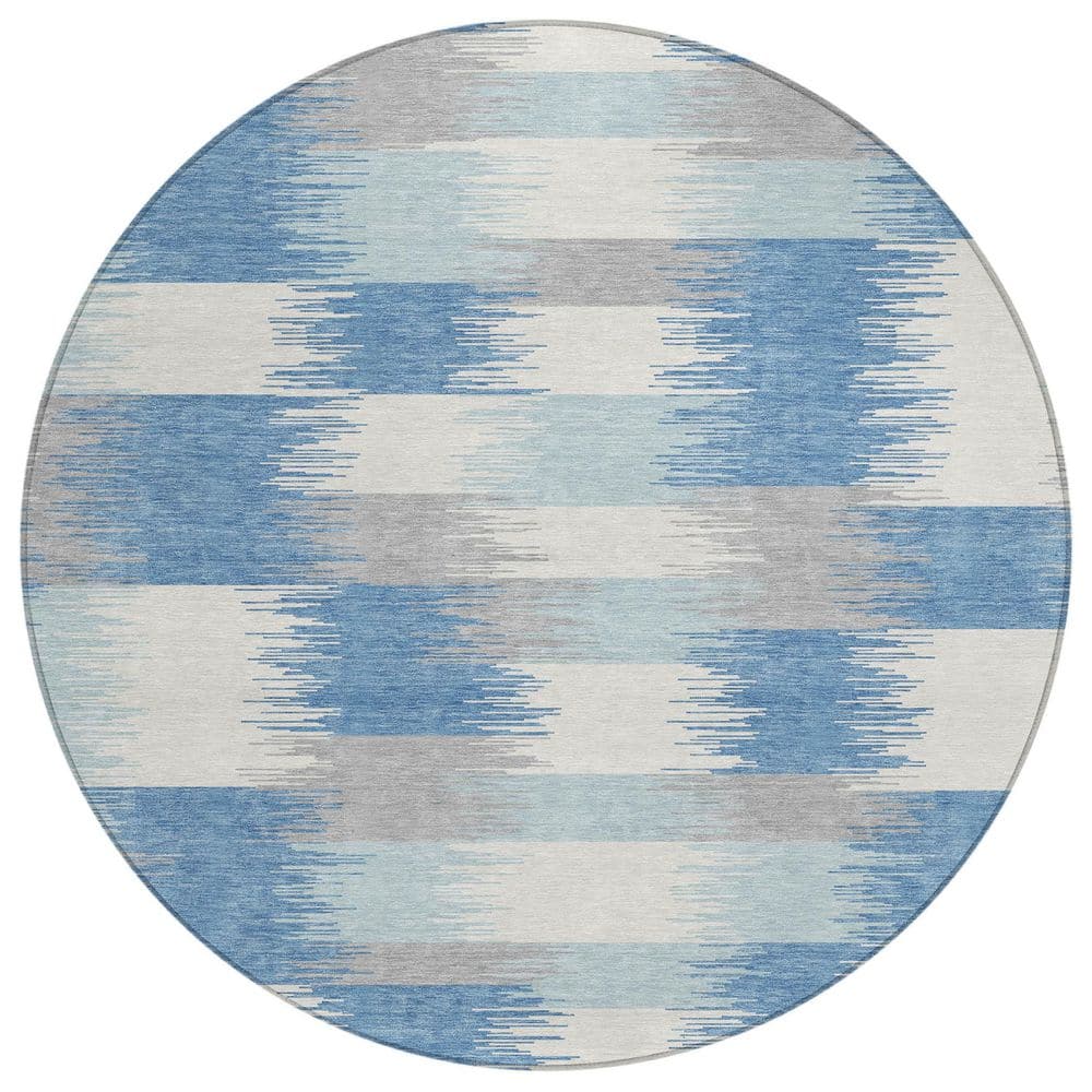 Chantille Machine Washable Indoor/Outdoor Abstract ACN2912 Denim 8 ft. x 8 ft. Round Rug price history on PriceWatchPro