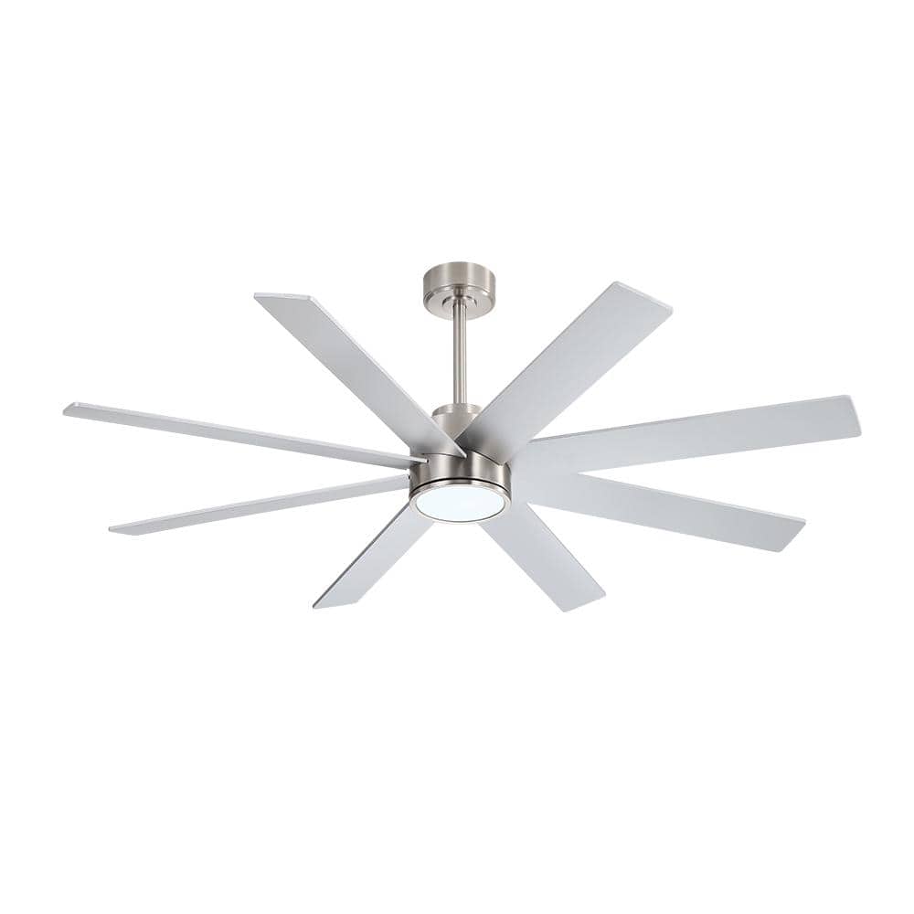 MLiAN 60 in. 8-Plywood Blades Indoor Nickel and Silver LED Ceiling