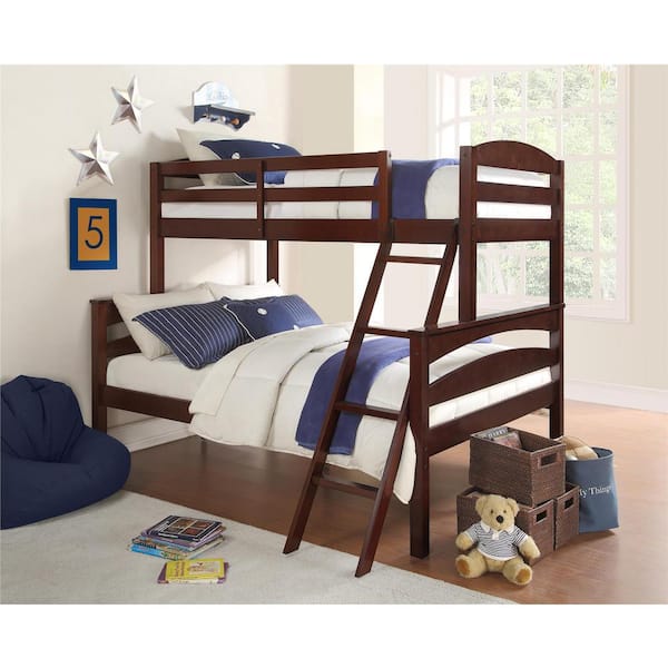 Full Espresso Wood Bunk Bed, Better Homes And Gardens Leighton Twin Bed Replacement Parts