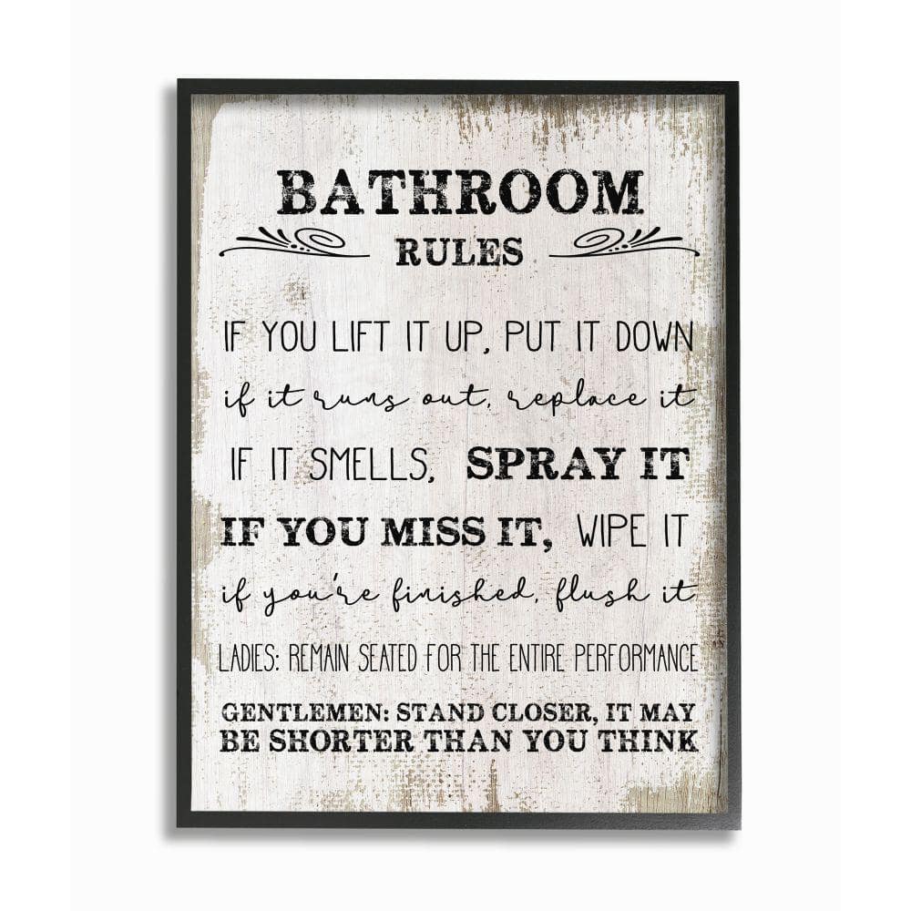 "11 in. x 14 in. ""Bathroom Rules Wood"" by Daphne Polselli Framed Wall Art" price history on PriceWatchPro