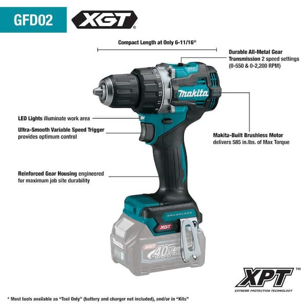 Makita 40V max XGT Brushless Cordless 4-Speed Impact Driver (Tool Only)  GDT01Z - The Home Depot