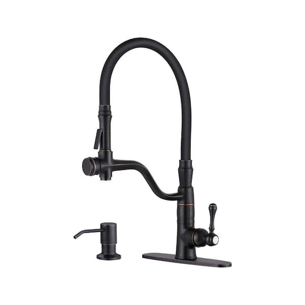 WOWOW Single-Handle High-Arc Pull Down Sprayer Kitchen Faucet with Soap ...