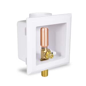 1/2 in. MIP/SWT Icemaker Outlet Box with Valve and Hammer Arrester, White ABS Brass (Single)