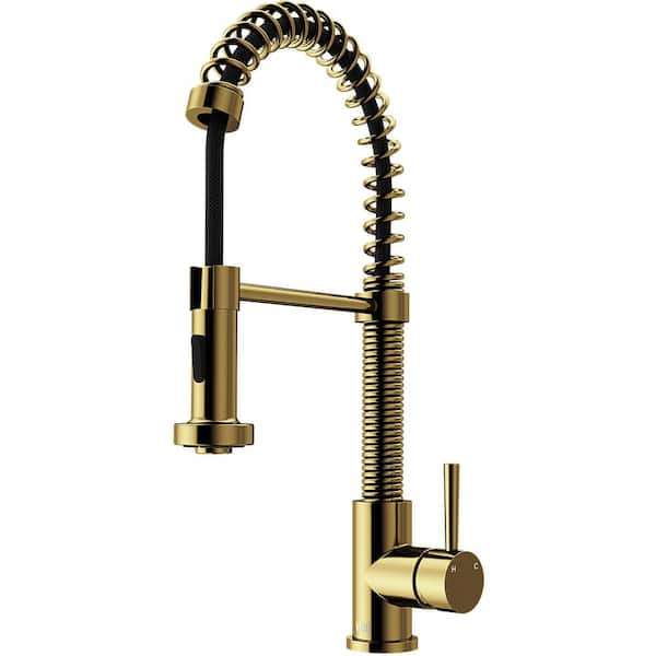 Edison Single Handle Pull-Down Sprayer Kitchen Faucet in Matte Brushed Gold