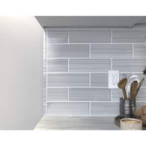 Trim 1 in. x 12 in. Hand Painted Neutral Gray 30 Glass Tile for Kitchen Backsplash and Showers  (0.083 sq. ft./1 Each)