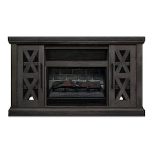 Spaulding 58 in. Freestanding Electric Fireplace TV Stand in Warm Gray Taupe with Charcoal Rustic Oak Grain