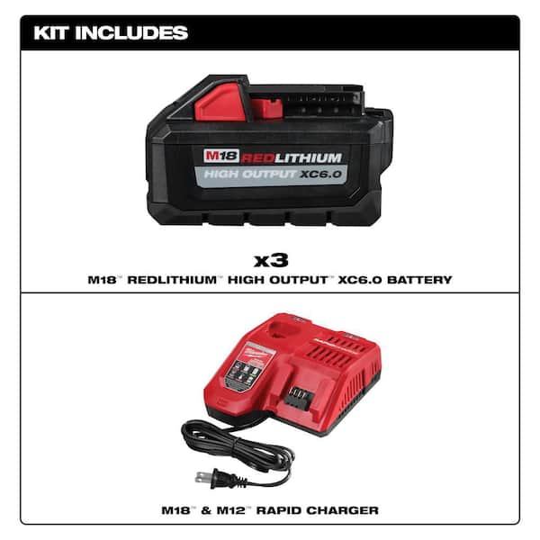M18 18-Volt Lith-Ion High Output 6. 0Ah Battery Pack (3-Pack)