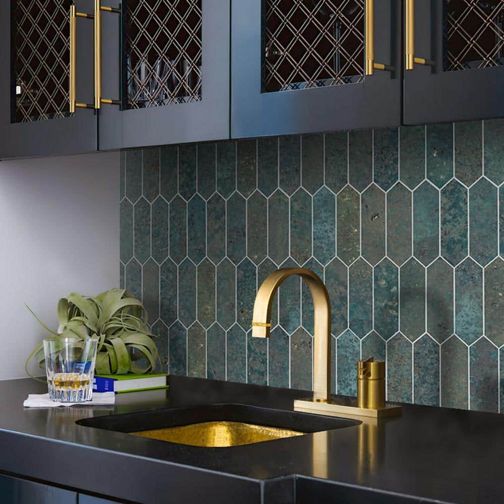 Bronze Hexagonal Stone Composite Peel & Stick Mosaic Tile