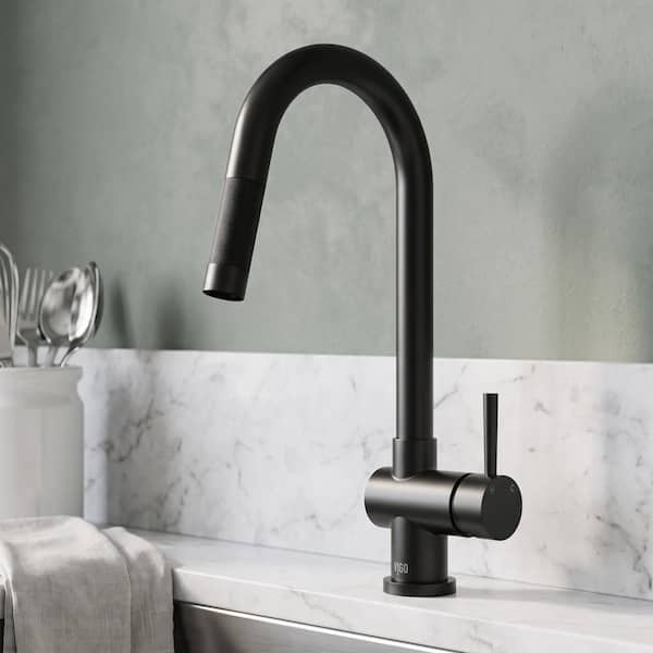 VIGO Gramercy Single Handle Pull-Down Spout Kitchen Faucet in
