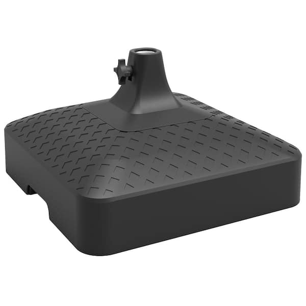 19.5" x 6.5" Square Low Profile Easy-Fill Umbrella Base, Black, Weatherproof Stand for 9' to 12' Market Umbrellas