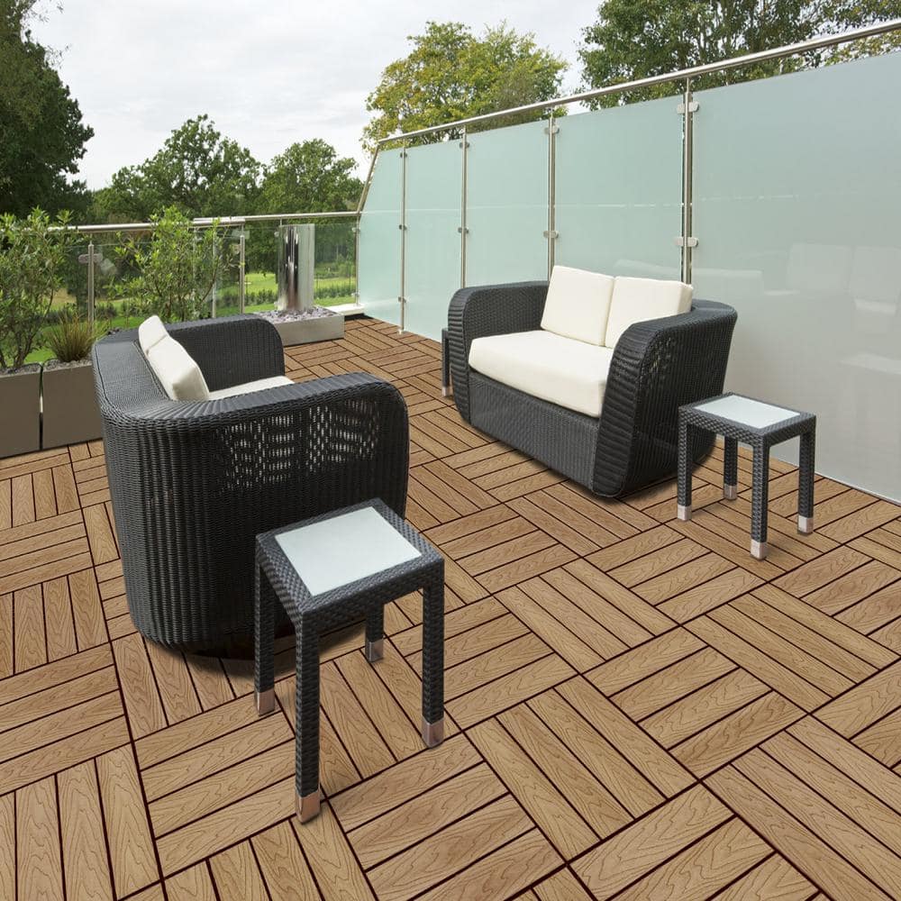 California Oak 12" x 12" Composite Interlocking Deck Tile