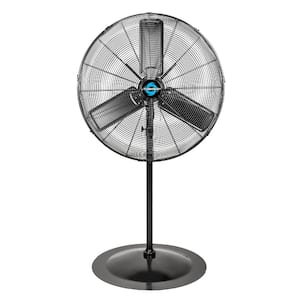 30 in. 2-Speed IPX4 Water-Resistant High Velocity Oscillating Pedestal Fan in Black Outdoor Rated with 10 ft. Cord