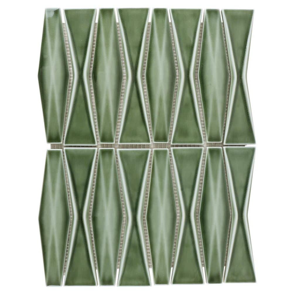 Delphi Harlequin Deep Emerald 3 in. x 0.63 in. Polished Glass Mosaic Wall Tile Sample price history on PriceWatchPro