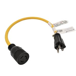 8 inch. 12/3 3-Wire 15 Amp 125-Volt NEMA 5-15P Plug to Locking L5-15R Receptacle Adapter Cord (5-15P to L5-15R)