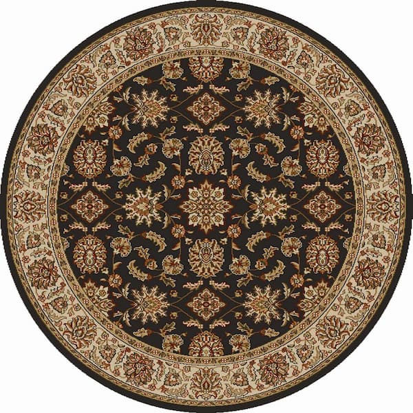 Como Brown 8 ft. Round Traditional Oriental Floral Area Rug 1592/1026 ...