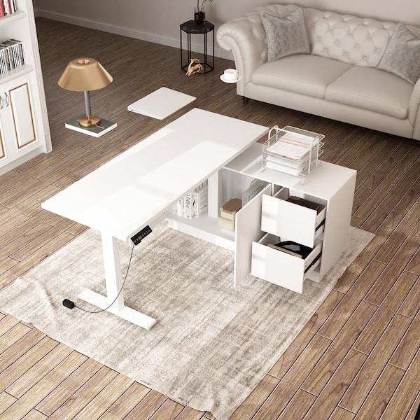 【正規品】ラブブ　ラック　LUCK FUFU&GAGA 63 in. W L- Shaped White Wood Adjustable Height
